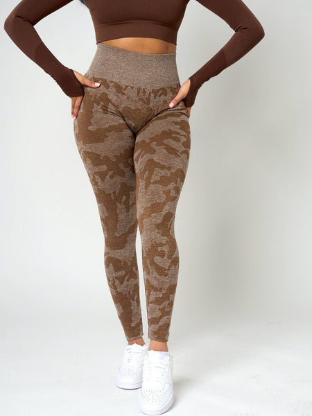 Rita Camo Seamless Leggings - Mocha
