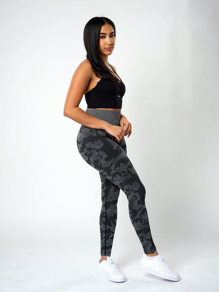Rita Camo Seamless Leggings - Black