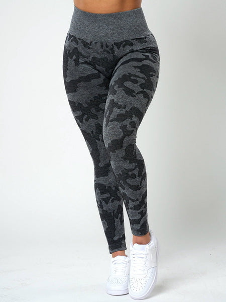 Rita Camo Seamless Leggings - Black