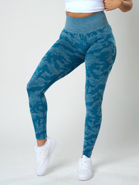 Rita Camo Seamless Leggings - Slate Blue