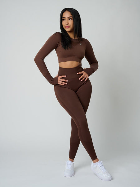 Sujey Long Sleeve Crop Top - Cocoa