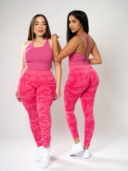 Rita Camo Seamless Leggings - Fuchsia