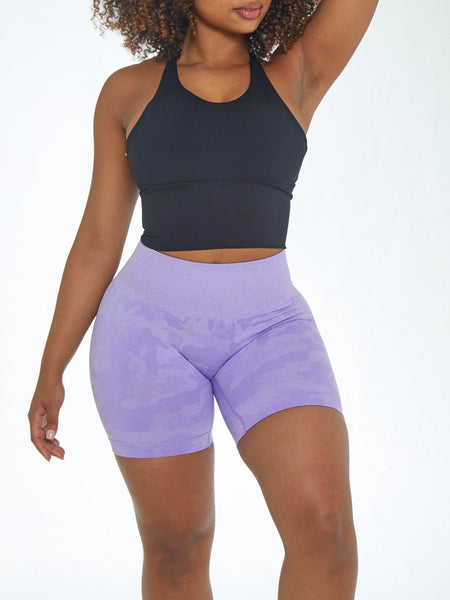 Rita Camo Seamless Shorts - Lilac