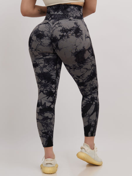 Sujey Scrunch Leggings - Tie Dye Charcoal