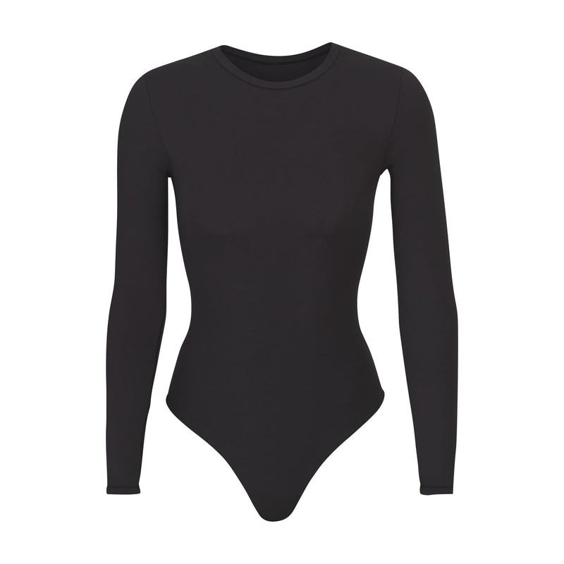 Nadia Long Sleeve Crew Neck Bodysuit - Black