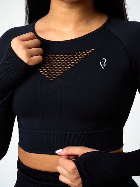 Sujey Long Sleeve Crop Top - Black