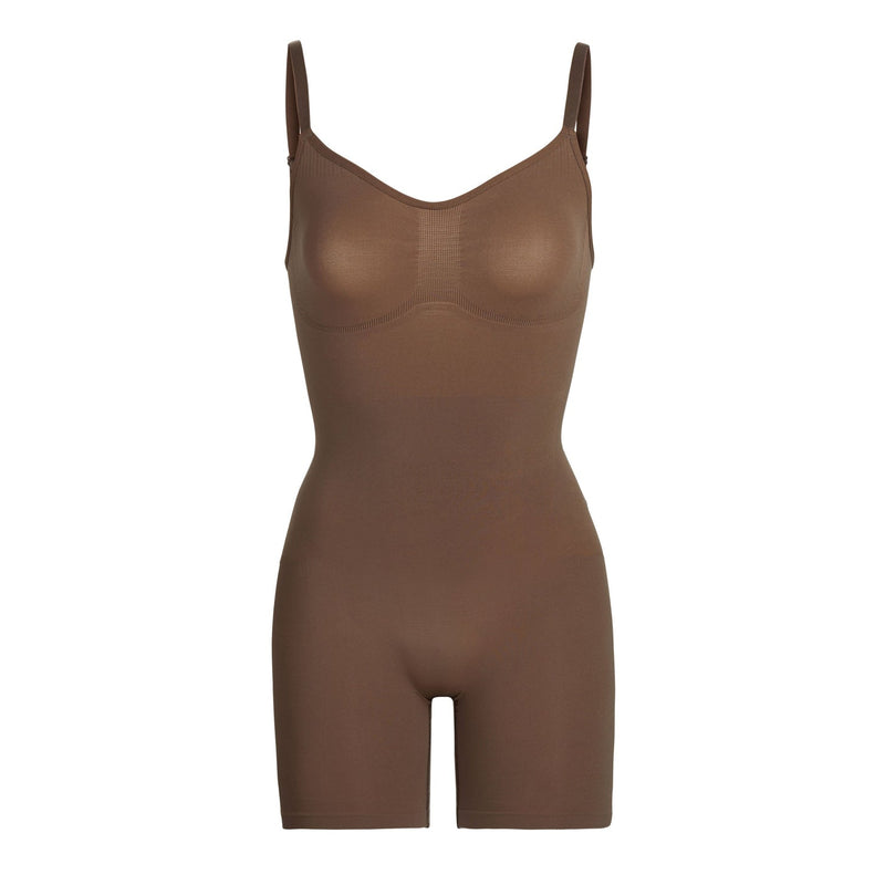 Oleidi Sculpting Bodysuit Mid Thigh W. Open Gusset - Brown – Fem