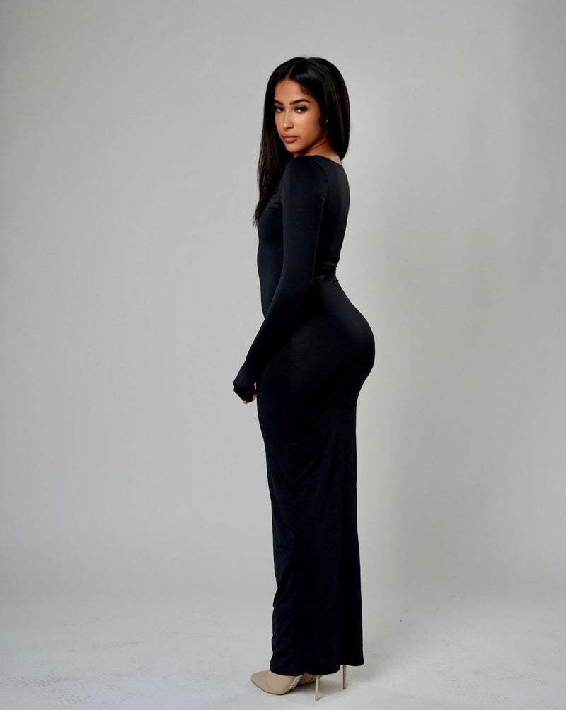 Sicri Smoothing Long Sleeve Dress - Black Fem Curves Sicri Smoothing Long Sleeve Dress - Black Fem Curves
