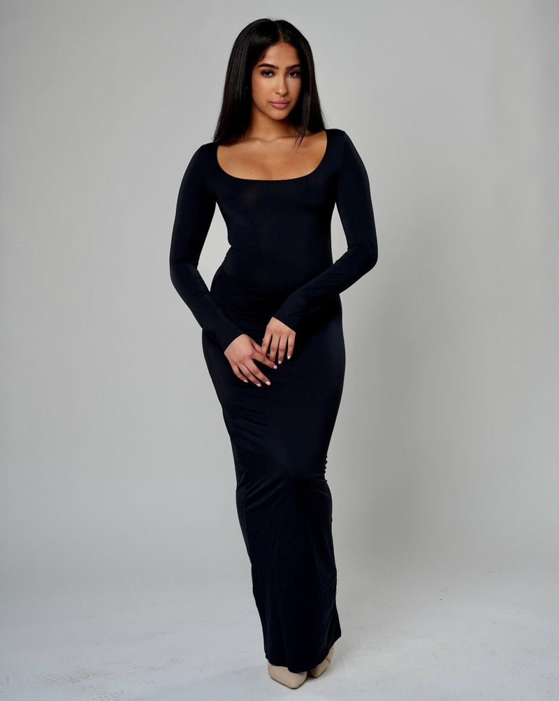Sicri Smoothing Long Sleeve Dress - Black Fem Curves Sicri Smoothing Long Sleeve Dress - Black Fem Curves