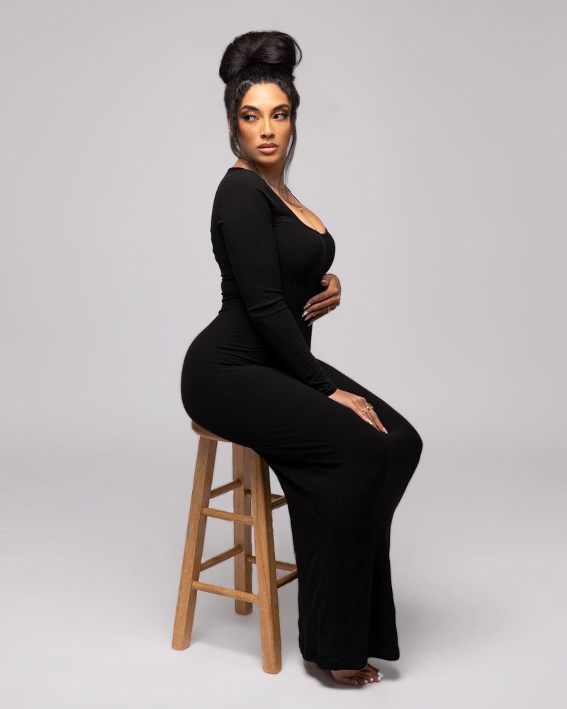 Sicri Smoothing Long Sleeve Dress - Black Fem Curves Sicri Smoothing Long Sleeve Dress - Black Fem Curves