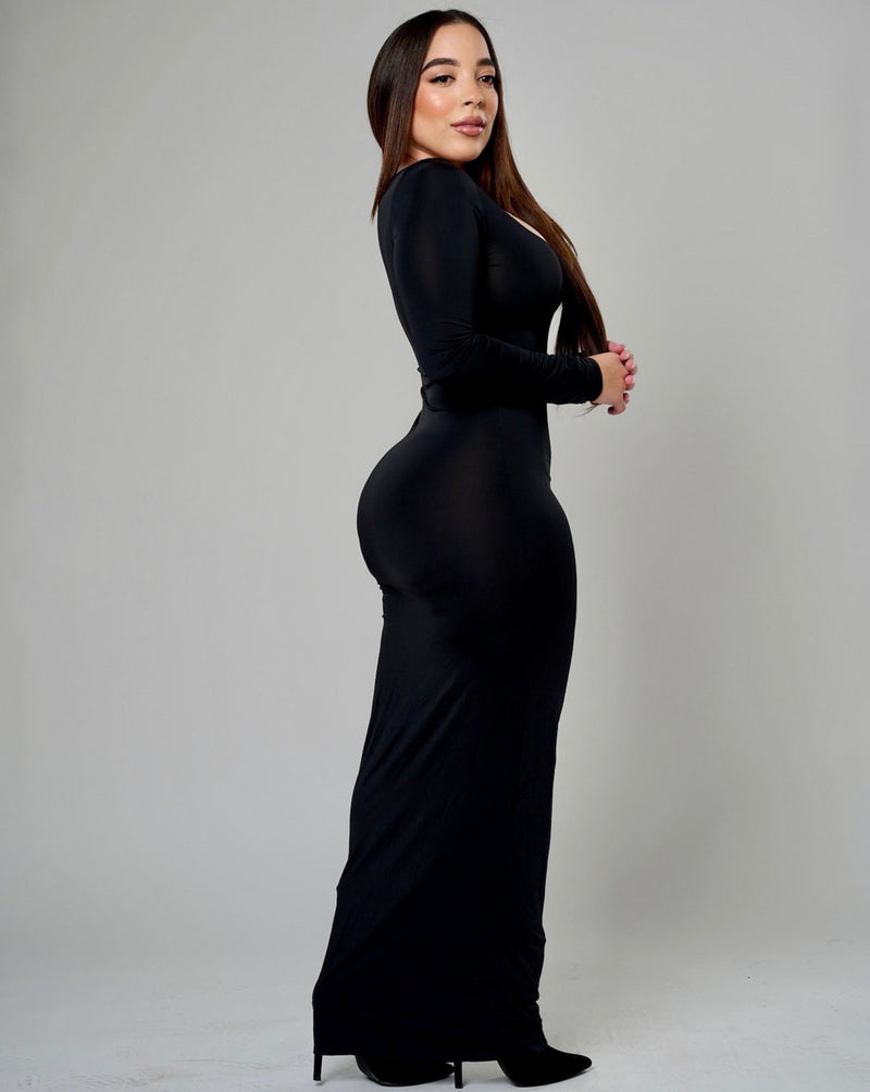 Sicri Smoothing Long Sleeve Dress - Black Fem Curves Sicri Smoothing Long Sleeve Dress - Black Fem Curves
